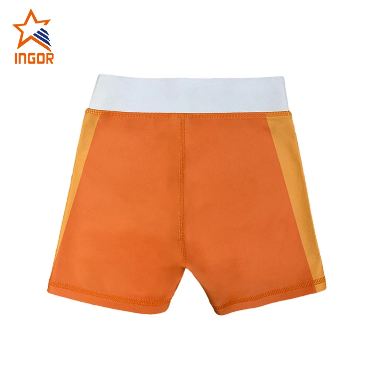 Ingorsports Kids Swimwear Soft Waist Band Contrast Sports Bras Sublimated Color Block Shorts Children Sports Wear Activewear