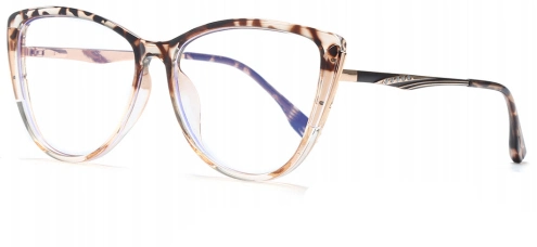 Wholesale/Supplier Luxury Design Metal Temples with Shining Rhinestones Blue Block Lenses Women's Eyeglasses