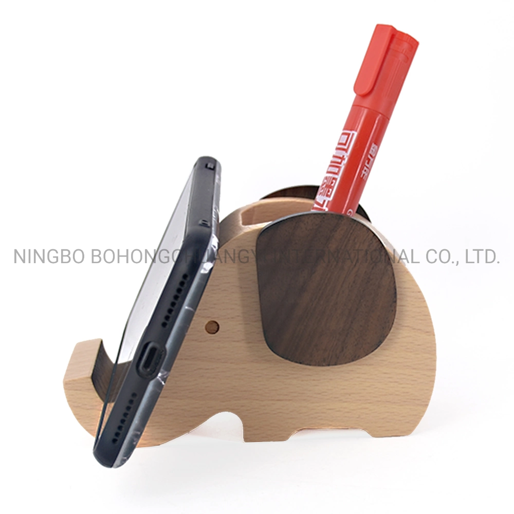 Customized Cartoon Wooden Pencil Brush Mobile Phone Organizers Pen Holder