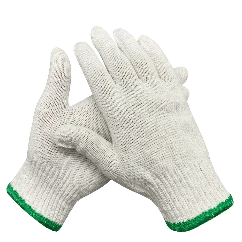 China Wholesale/Supplier Well Made Green Edge Safety Work Cotton Knitted Gloves