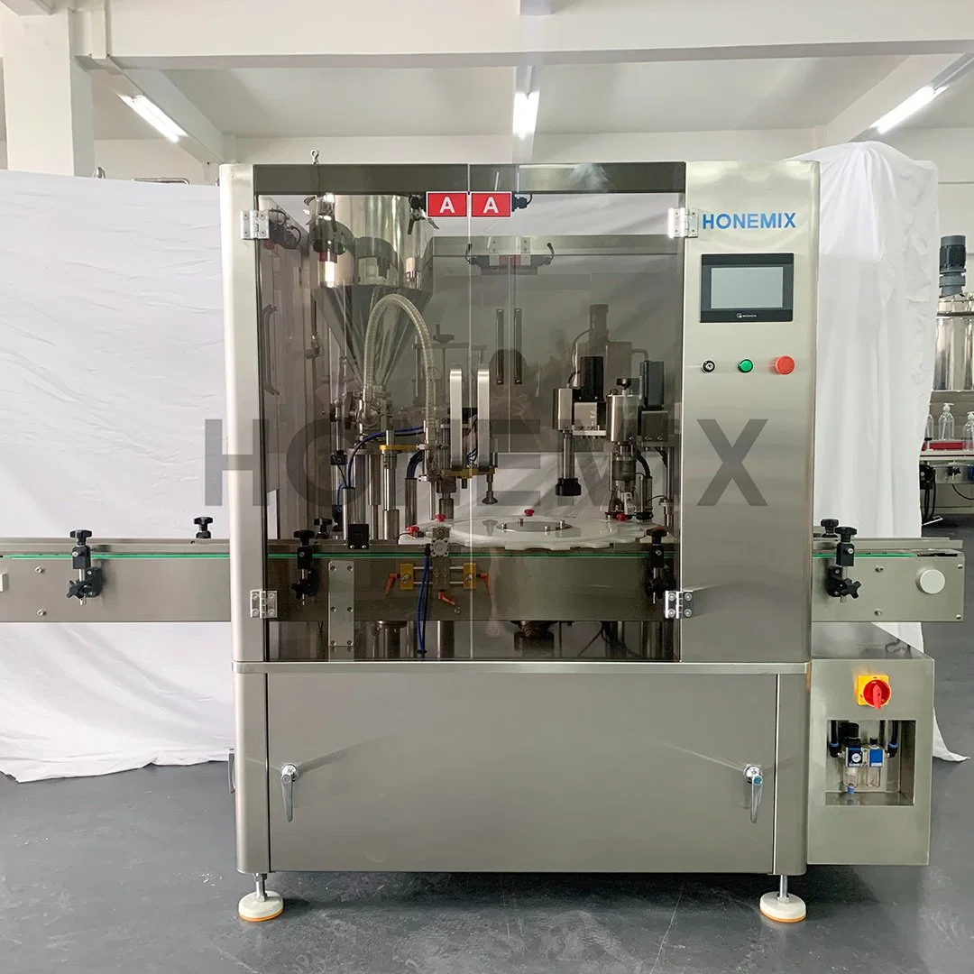 Hone Aloe Vera Gel Jar Bottle Rotary Filling Capping Line/ Automatic Filling Production Line Turn Table Bottle Collection