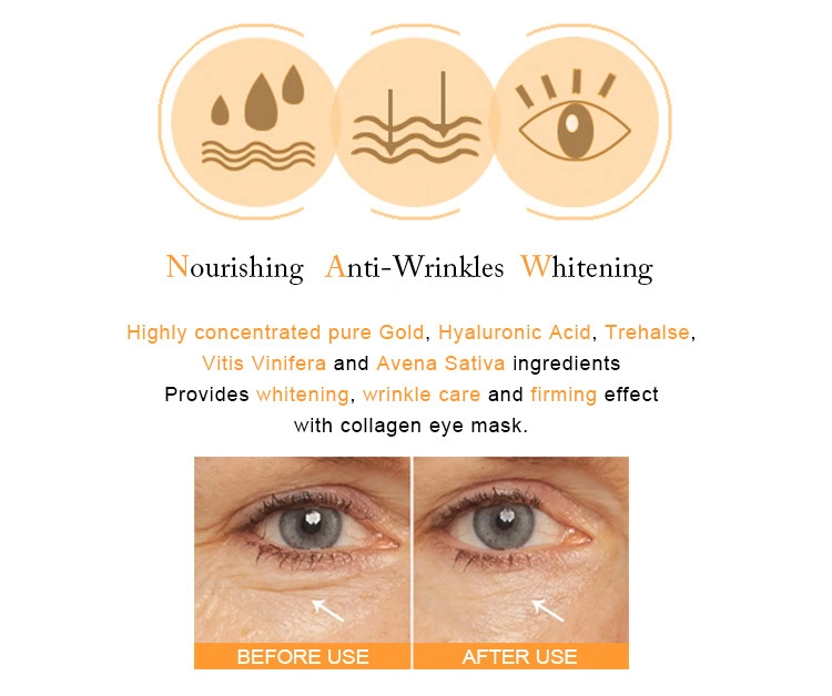 Wholesale/Supplier Cosmetic Best Mens for Dark Circles Fineliness Anti Aging Eye Collagen 24K Gold Patch