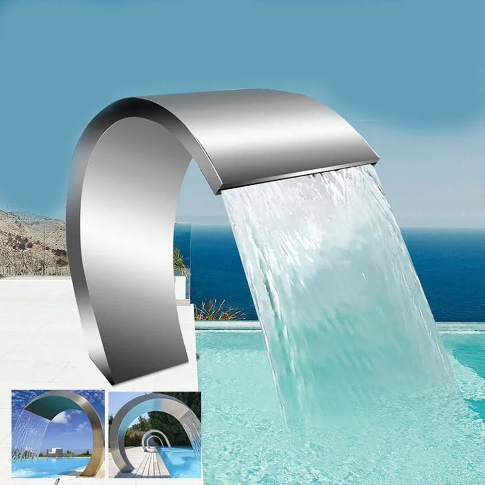 Baobiao OEM Garden Spray Water SPA Swimming Accessory Above Ground Stainless Steel Sliver Fountains Waterfall Pool with Remote