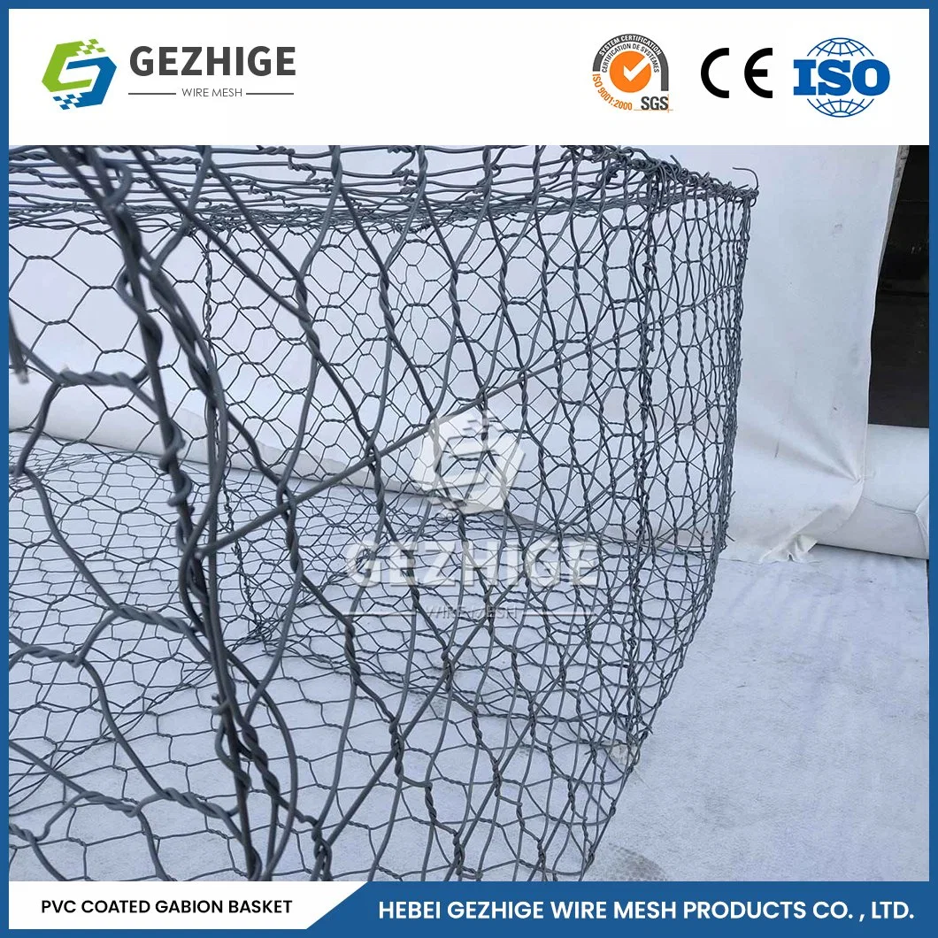 Gezhige 100X150 mm Building Gabions 3.0-4.0mm Selvedge Wire Thickness PVC Gabion Mesh Galvanized Gabion China 4.0*1.0*1.0 M Hexagonal Galvanized Gabion Box Net