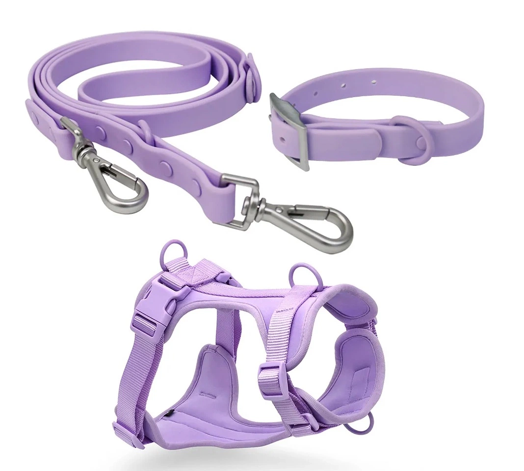 Hot Selling New Style Waterproof PVC Collar Leash Harness Set for Pet Dogs