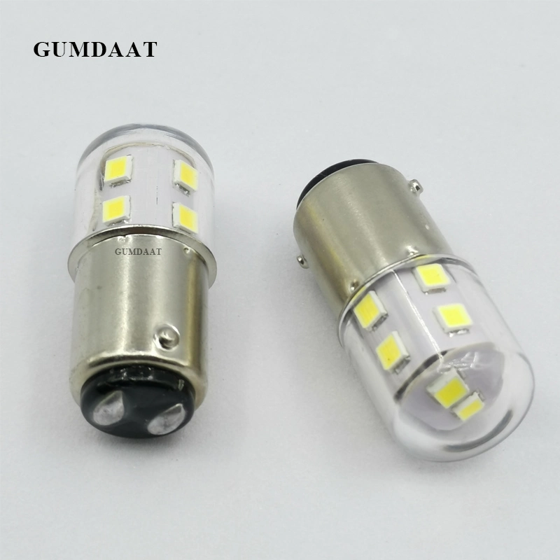 Gumdaat Ba15D Warning Signal Light Indicator Lamp 220V Double Contact 3W Interior White LED Light Bulb Both AC/DC