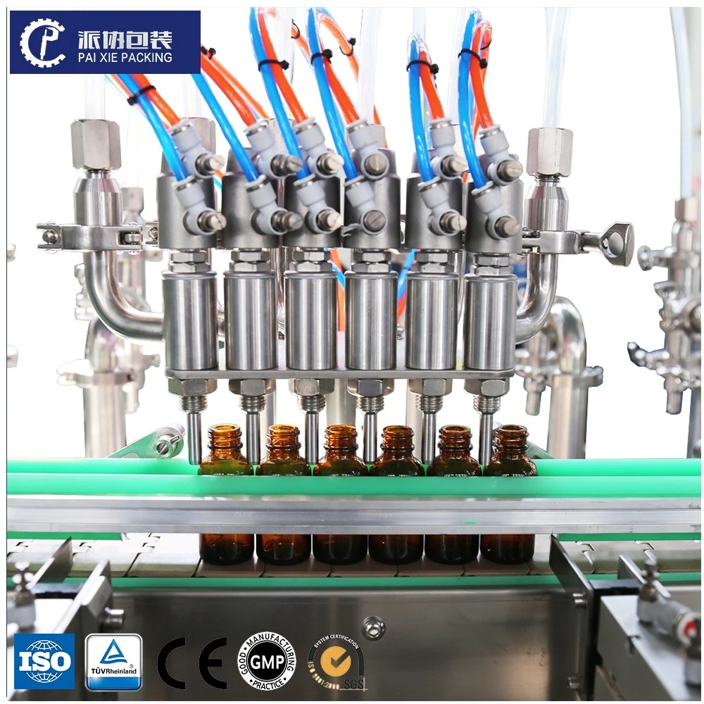 Automatic Dropper Glass Boston Bottle Body Skin Care Oil Coconut Oil Liquid Servo Driving Piston Filling Machine Packing Wrapping Machine