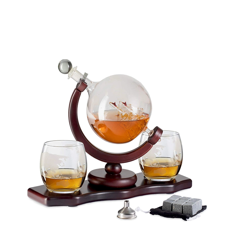 Boîte de verre de whisky haut de gamme personnalisé avec Globe/Whiskey Stone