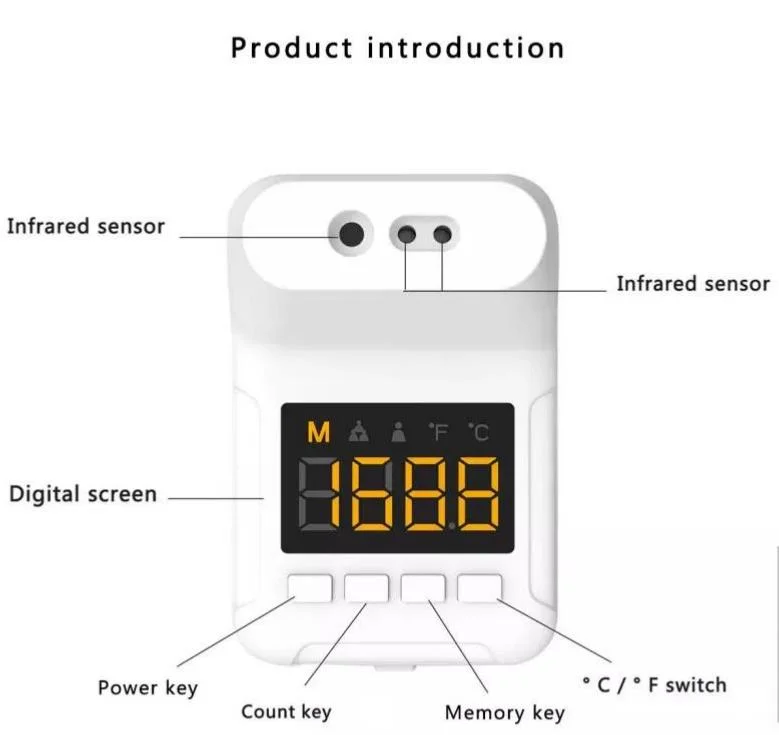 Intelligent Termometros Thermo Meter Measurement Termometros Hands Free Tool Wall Hanging with Alarm System