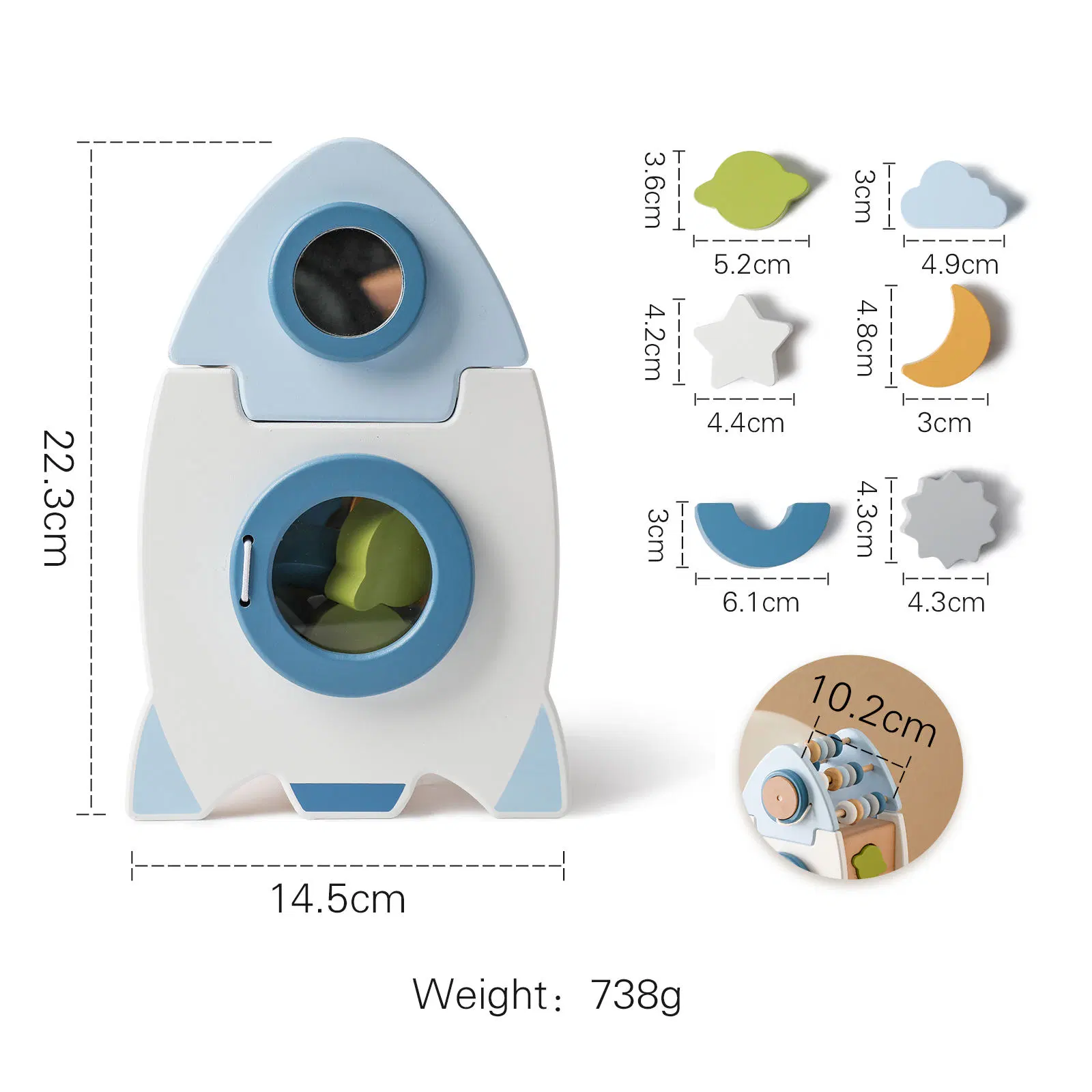 Nuevo diseño 5 en 1 Rocket de madera Juguetes cognitivos bebé Juguete Educativo Montessori