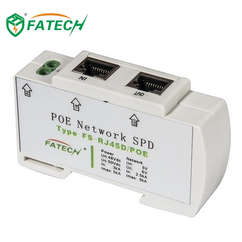 Calha DIN RJ45 PoE Protecção contra sobretensão de sinal 1000 m.