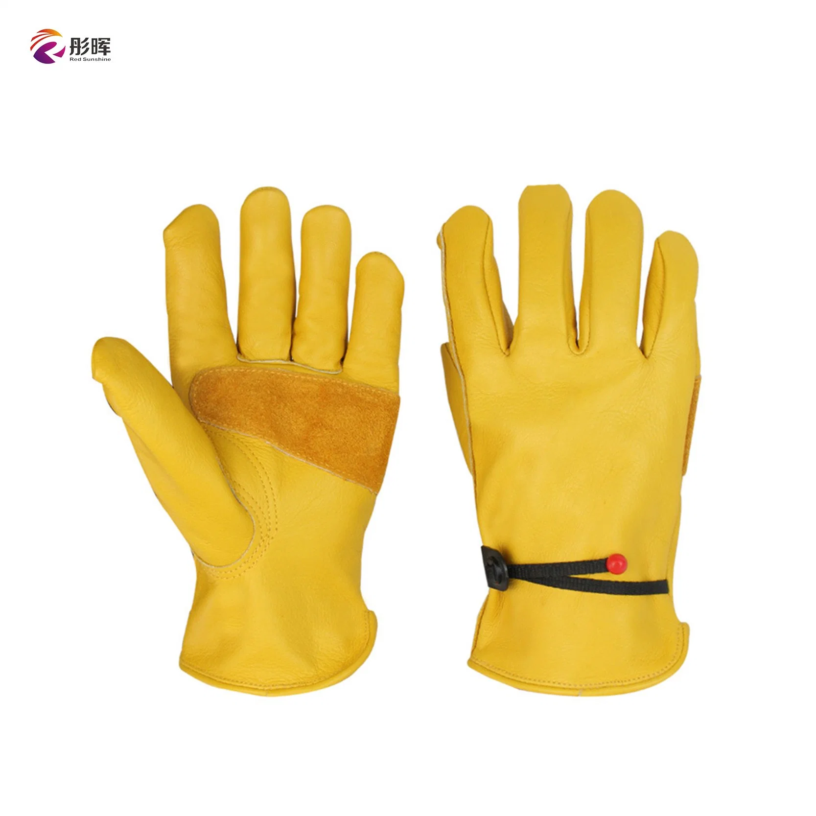 Yellow Top Layer Cowhide Leather Gardening Work Driver Handling Labor Protection Safety Hand Gloves