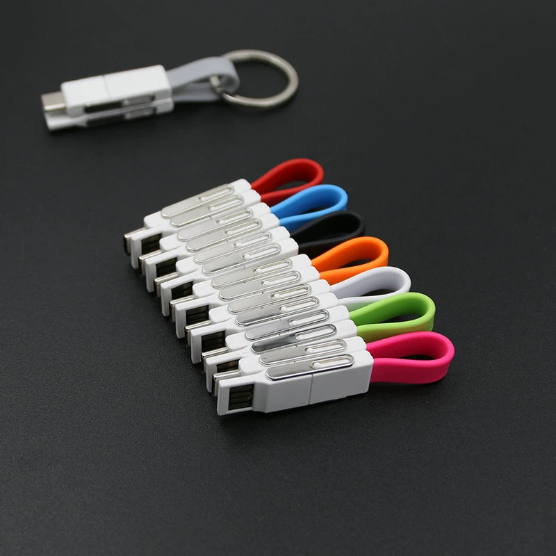 Promotional Multi Charging Cable Magnetic Keyring 3 in 1 USB Fast Charger Type C/Micro USB Cable