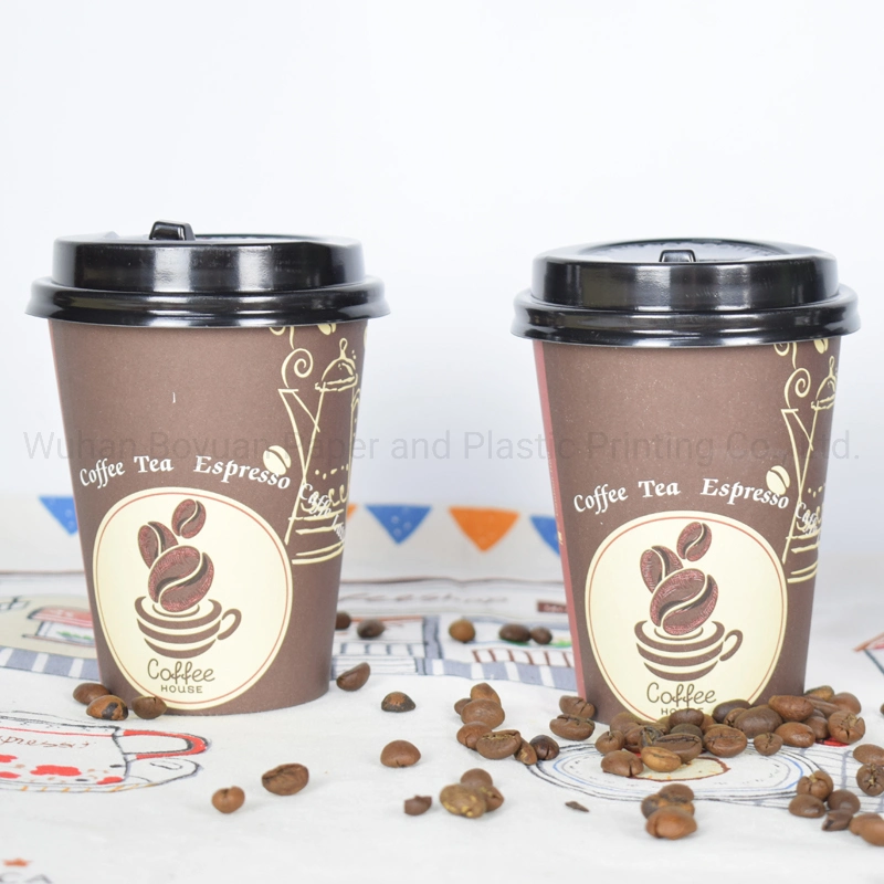 Various Sizes Customized Single Wall/ Double Wall/ Ripple Wall Disposable Paper Cups for Hot Beverage Coffee/ Tea/ Milk Tea