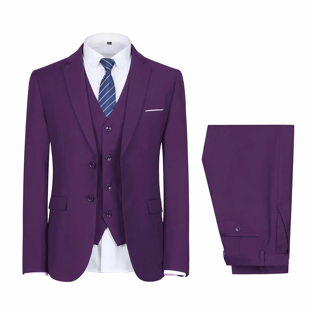 Mens 3 Piece Suit Set 2 Button Dress Suit Jacket Vest Pants