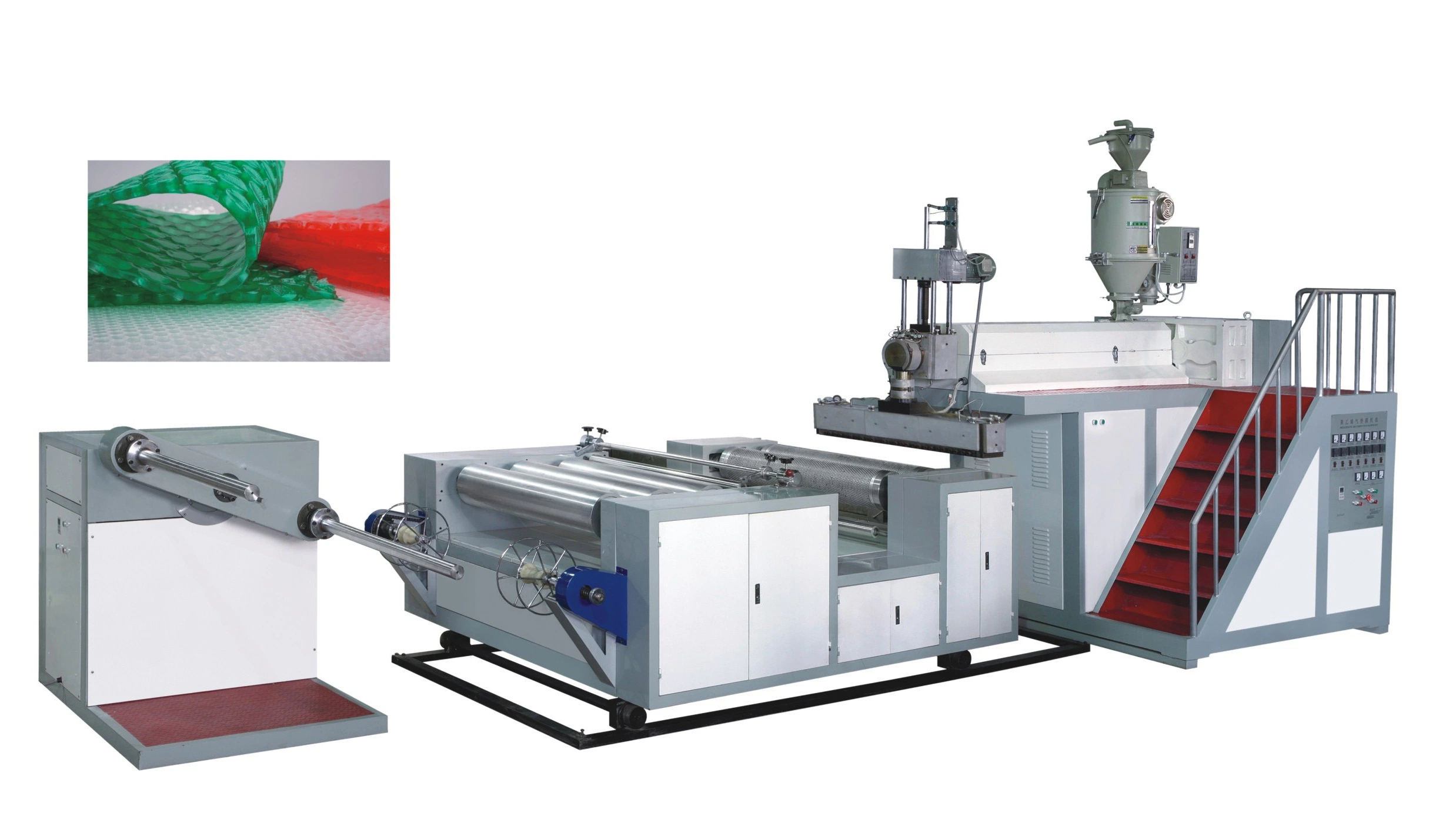 High Performance Automatic HDPE / LDPE / LLDPE Double Screw Double Layer Air Bubble Film Making Machine