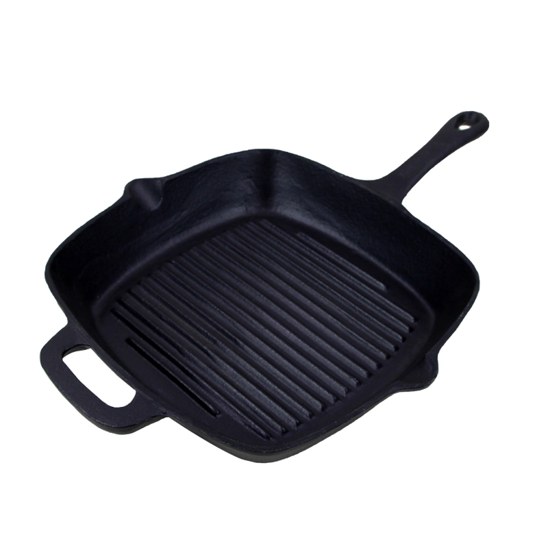 26*26cm 10.5''' carré en fonte avec plaque de griddle en fer forgé Batterie de cuisine du gril Kitchenare Cooker