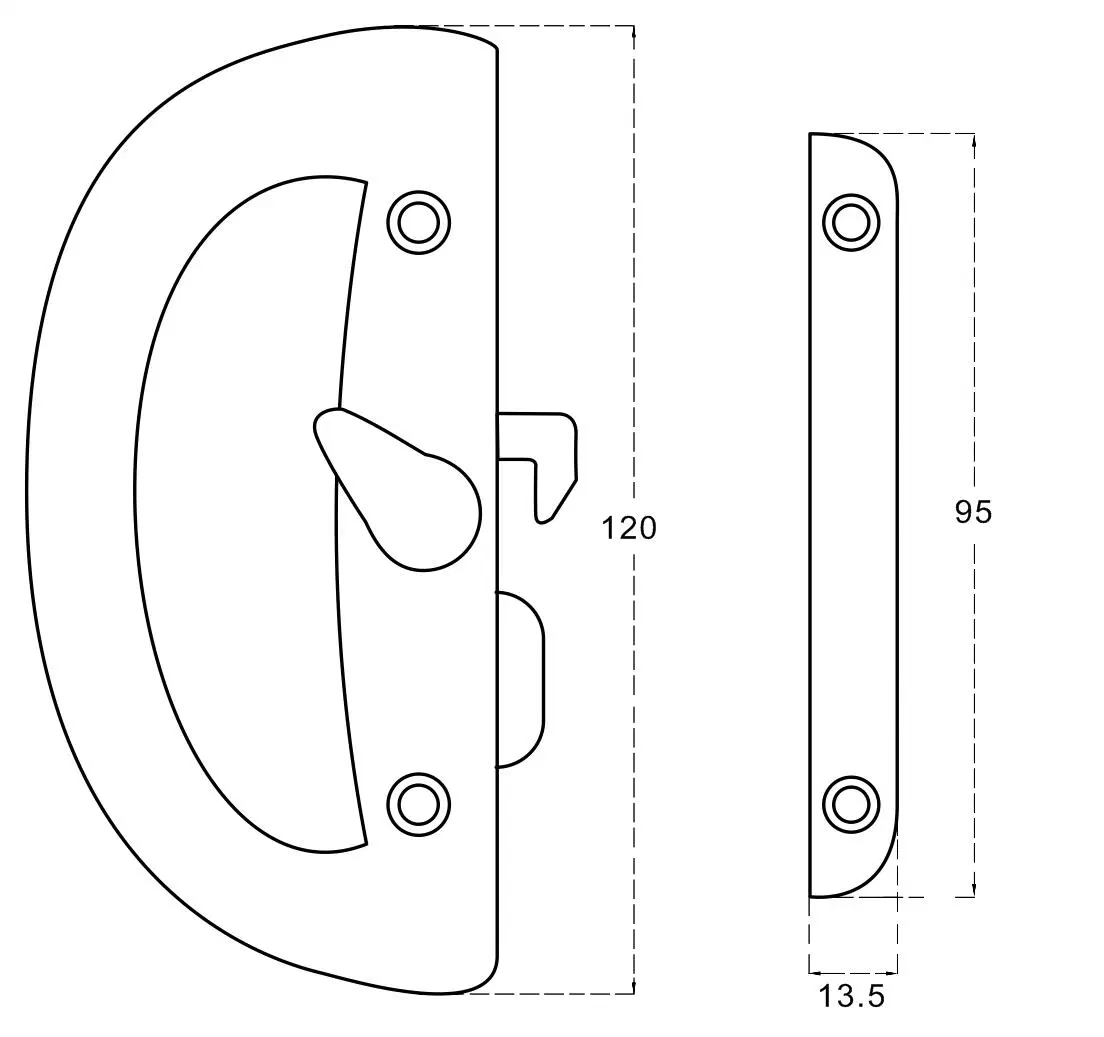 Factory Luxury Fiji Aluminum Sliding Patio Door Handle Set