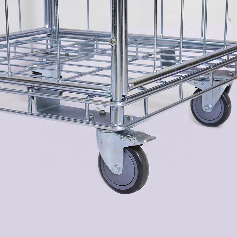 Four-Sided Folding Gate Steel Roll Containers for Warehouse and Laundry Discount