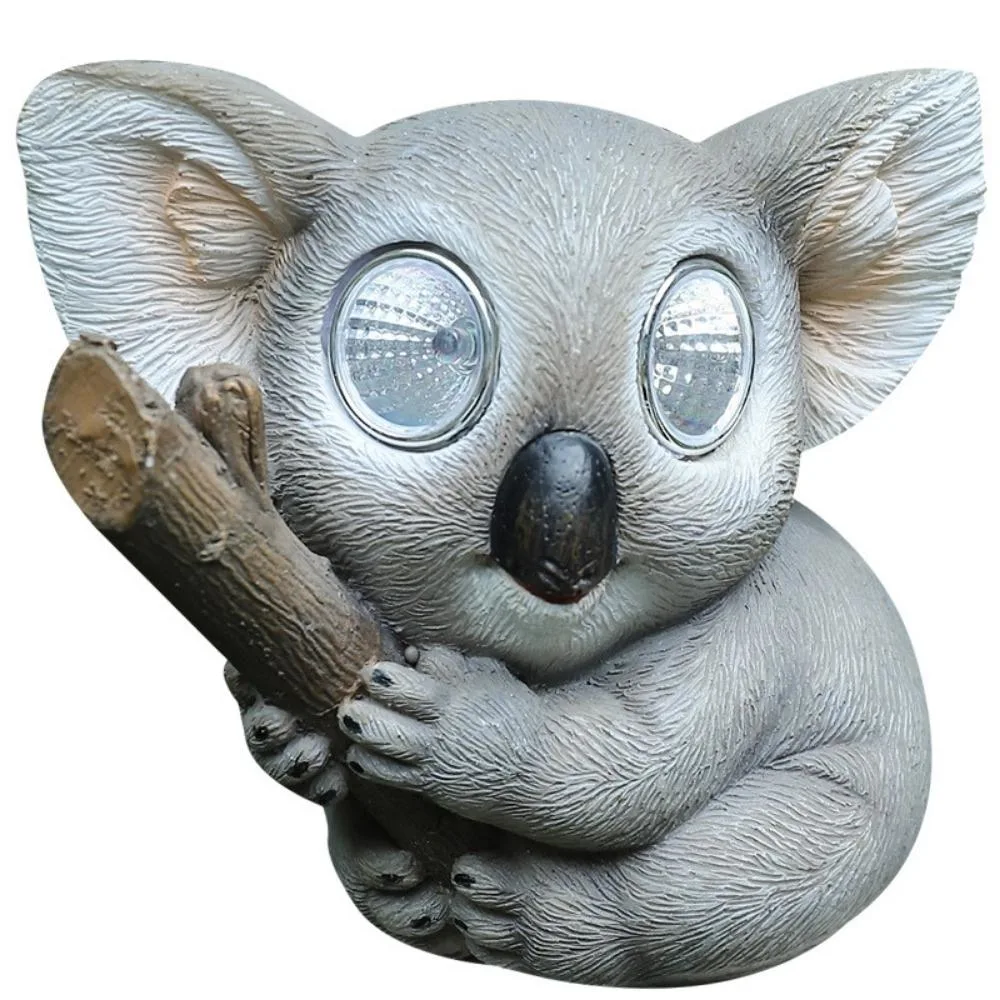 Garden Koala Estátua olhos Glow impermeável estátuas de resina animal com Energia solar wyz20046