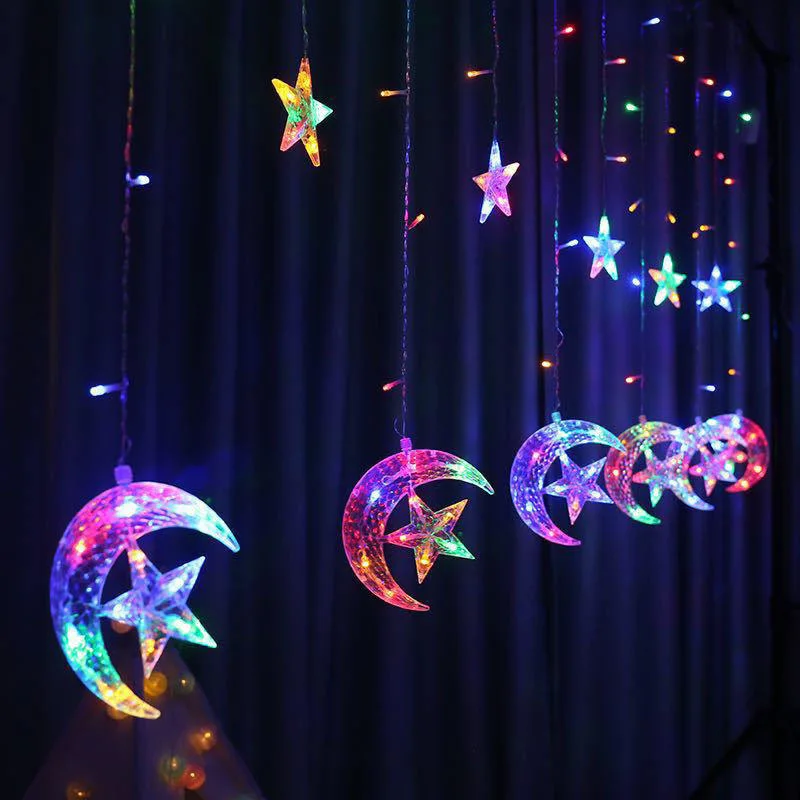 Ramadan Decorative Lights 138 LED Moon Star LED Lights String Christmas