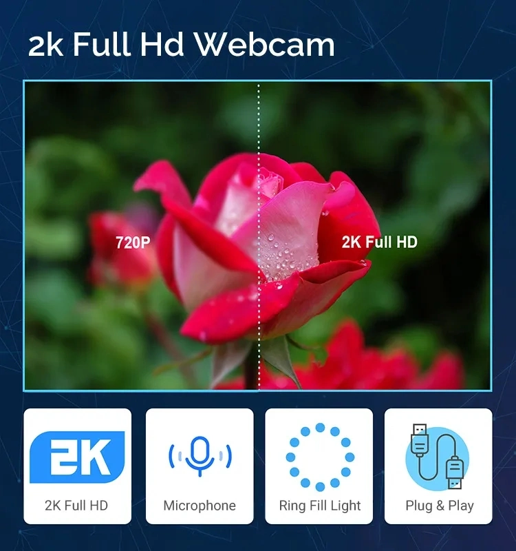 Equipo de 2K Micrófono Webcam LED curso online de CCTV digital de la cámara espía