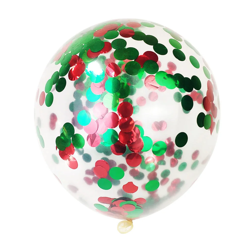 Merry Christmas 12 Inch Red Green Confetti Latex Balloons Christmas Party