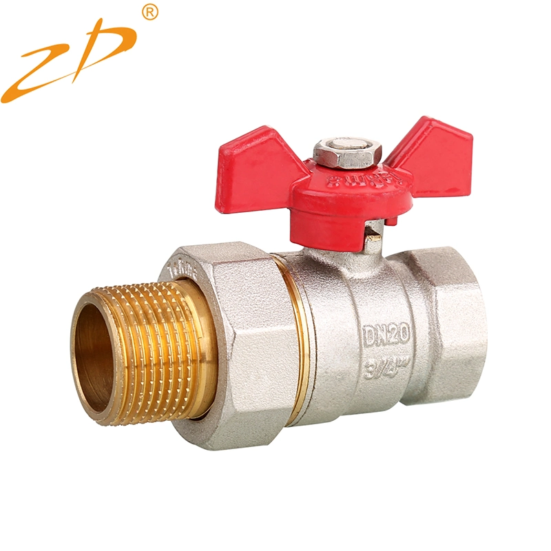 1/2"-1" F/M Bsp Pn40 ISO 9001 OEM de latão de Niquelação Válvula de Esfera de Água