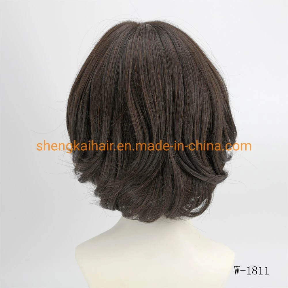 Wholesale/Supplier Good Quality Handtied Human Hair Synthetic Hair Mix Wig Hair for Ladies 556