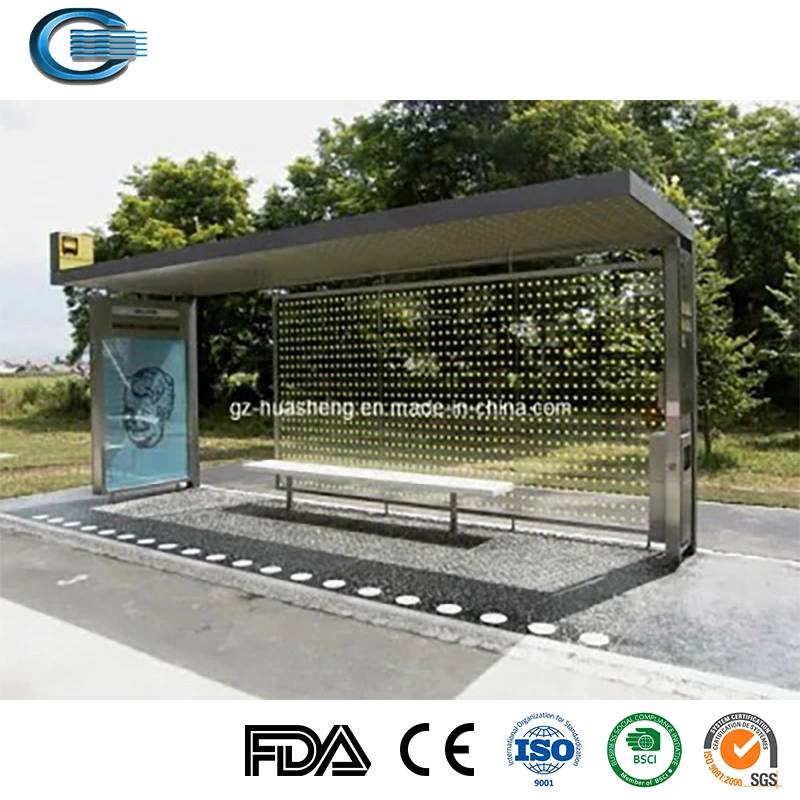 Huasheng China Bus Stop Shelter Supply Cantilever Outdoor Carport with Polycarbonate Sheet Car Cover Bus Shelter