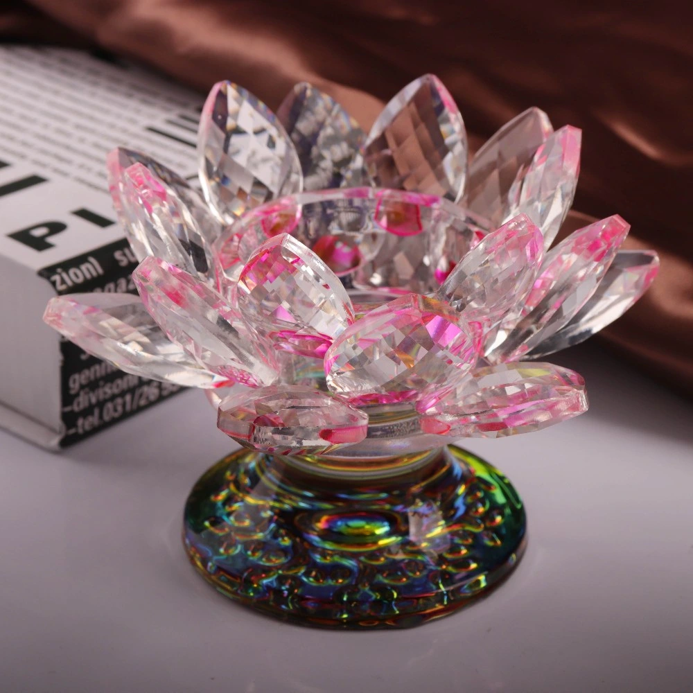 Crystal Lotus Candlestick Wedding Decoration Glass Flower Lotus