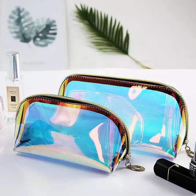 Holographic Waterproof Private Label Travel Plastic PVC Clear Cosmetic Bag