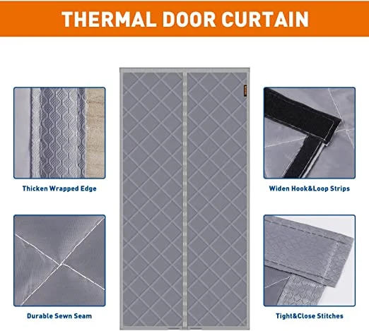 Magnetic Thermal Insulated Door Curtain Winter Doorway, Insulation Cold Protection Cotton Thickened