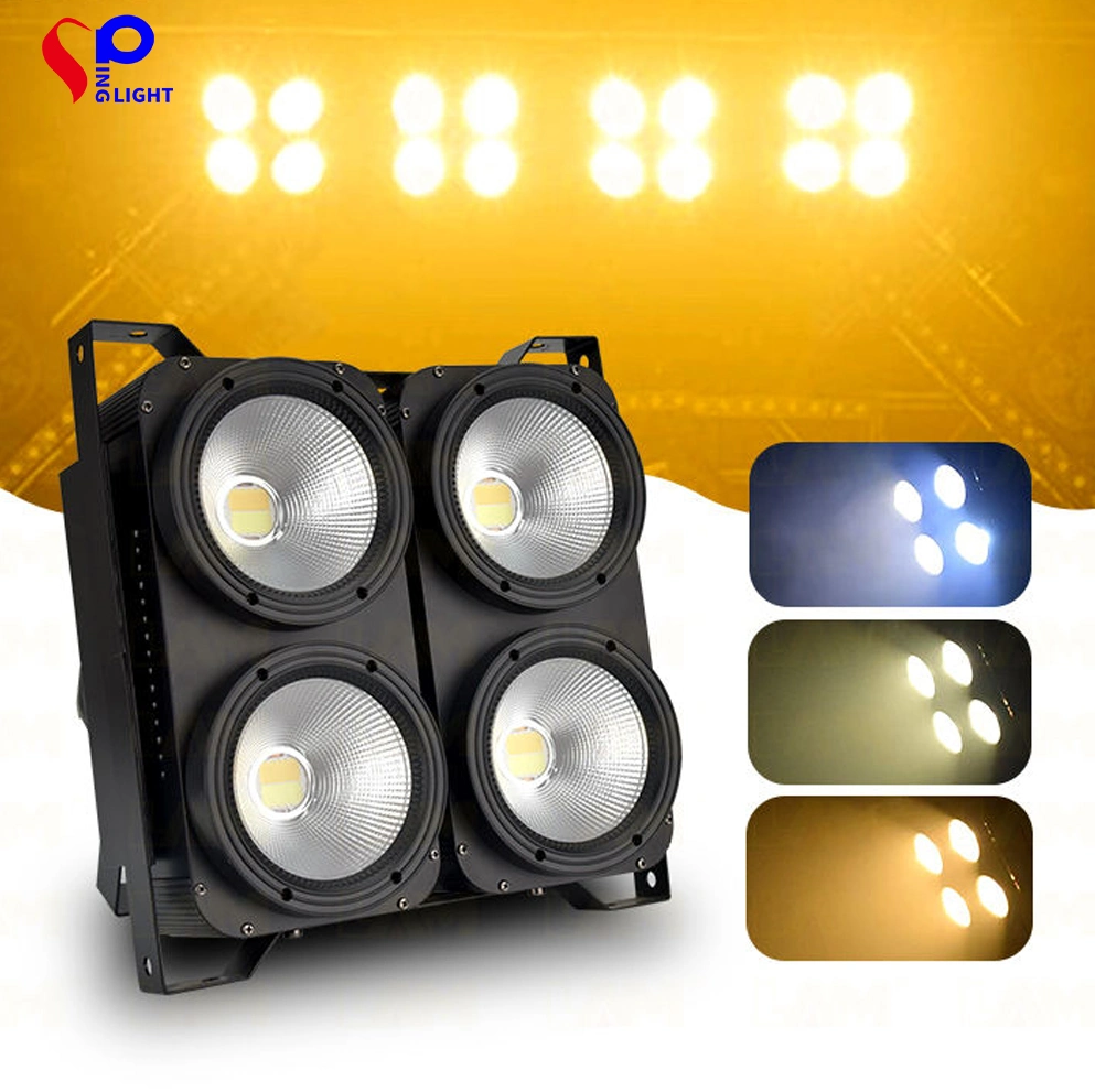 Luz de palco 4 olhos 4 * 100W DMX512 COB Strobe Blinder público Luz de pedido de autorização prévia (par) LED para iluminação de fase