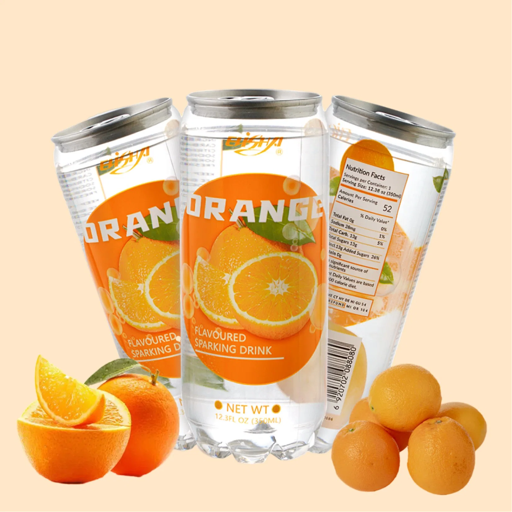 Saveur orange naturel Faible en sucre 3,6 Brix de bicarbonate de verre