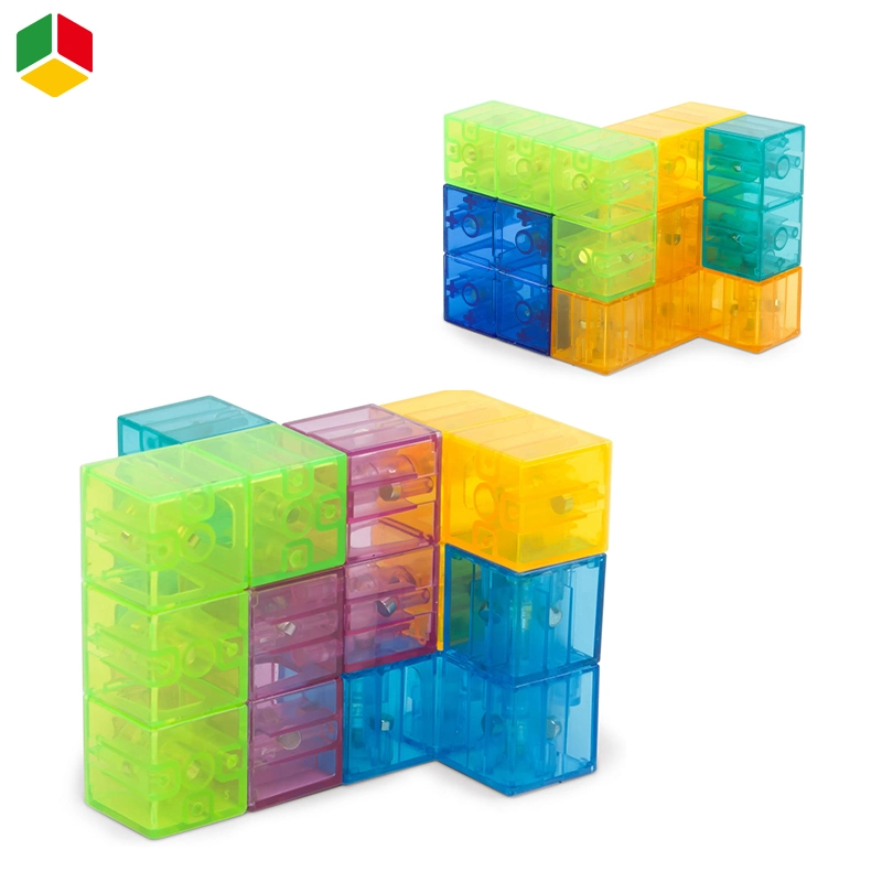 QS Kids Educational Customization 3D Puzzle Game Colorful Transparent Magic Magnetic Building Blocks Intelligence Cube Toys