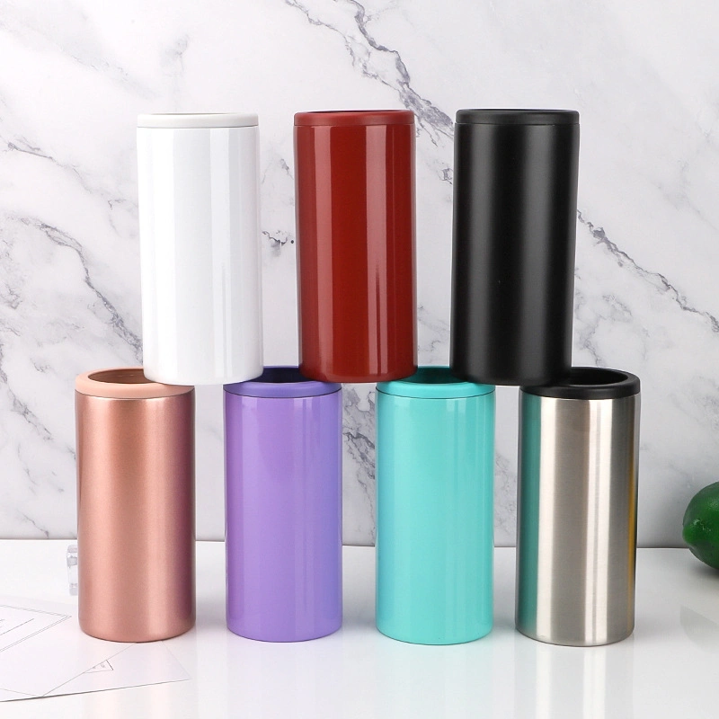 Amazon Top Reusable Stainless Steel Insulated 12oz Slim Can Coozie Skinny Tumbler Holder Drink Can Cooler for Beer