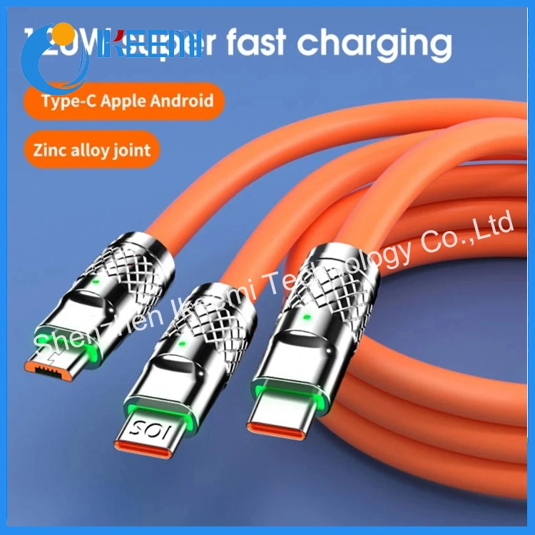 2023 Hot Selling Multi 3 in 1 120W Mobile Phone Fast Charging USB Data Cable Type C