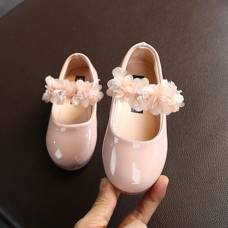 Girls Rhinestone Lace Baby Shoes Bowknot Kids Shoes for Dance Wedding Party