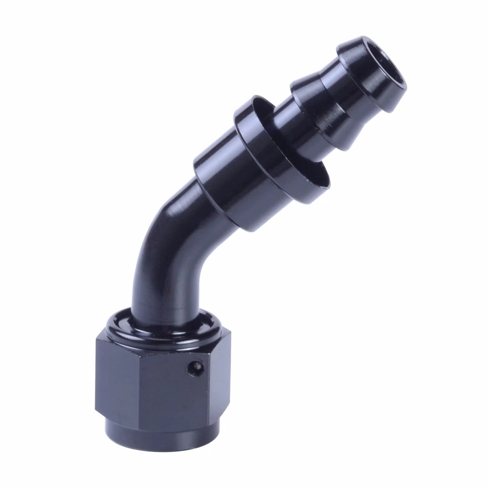 Anodized Oil Fuel Barb Forged CNC Machine Aluminum Hose End Insert An6 45 Deg Push on Push Lock Fitting Adapter