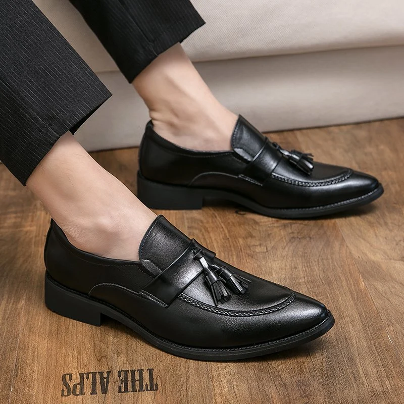 Men's Leather Business Fashion Slip on Dress Shoes