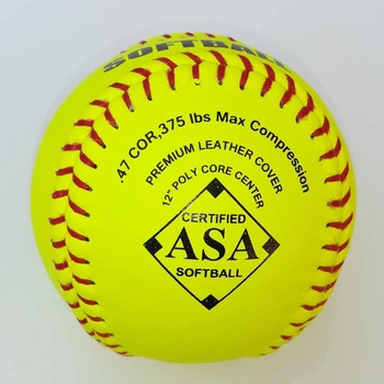 Calidad de entrenamiento/práctica certificada ASA 12 pulgadas tono lento Amarillo óptico Cuero Polycore Softball