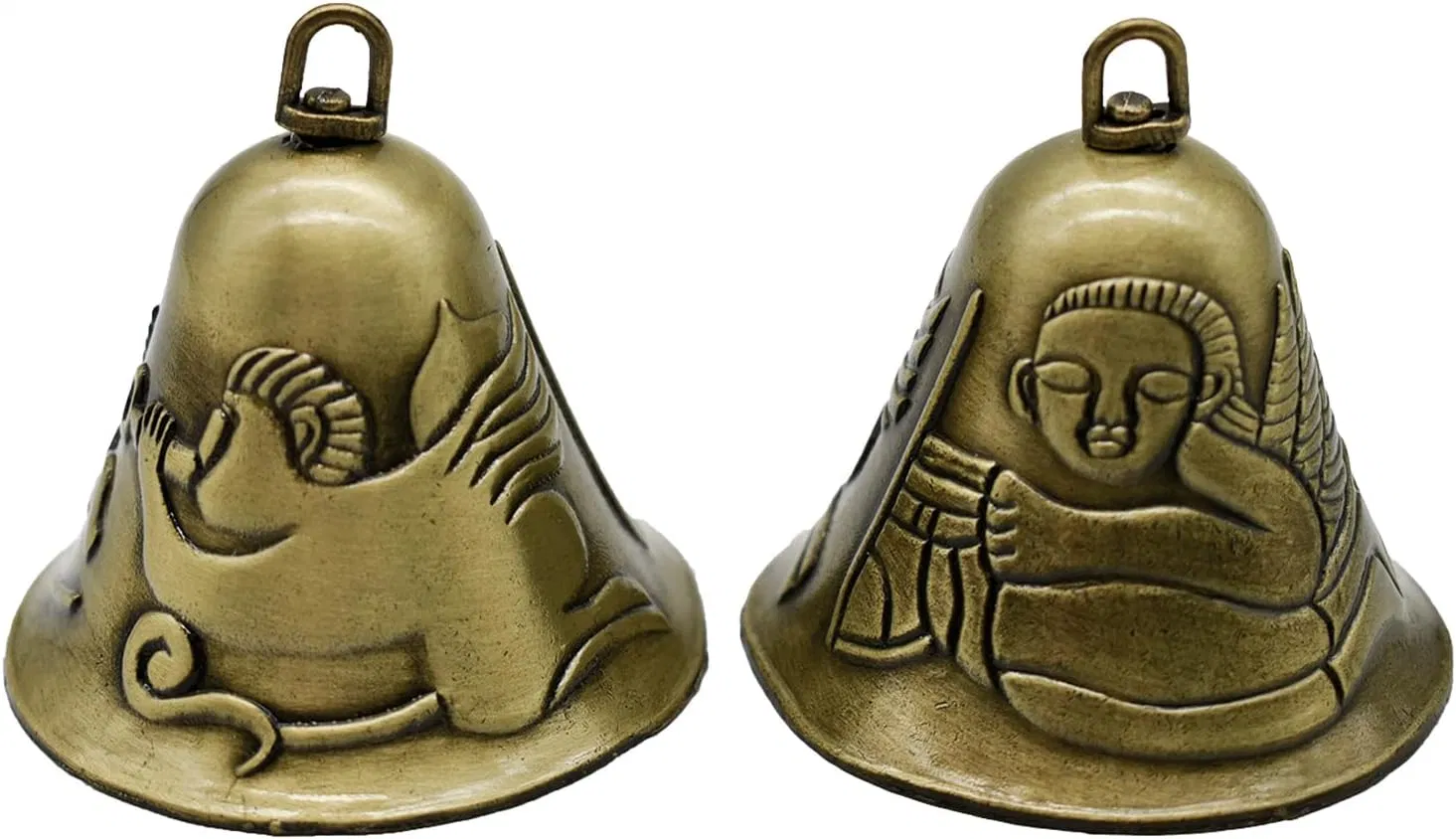 Feng Shui Bell Carved with Angel Pattern Vintage Bronze Bell Home Decoration Gift