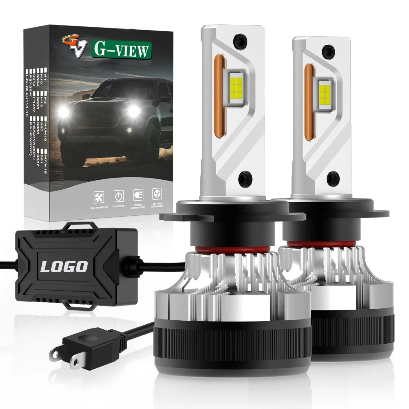 G-View G12W logotipo de laser gratuito Super CANbus H11 LED Auto Farol 130W 300000lm H4 9012 lâmpadas LED 880 881 farol led