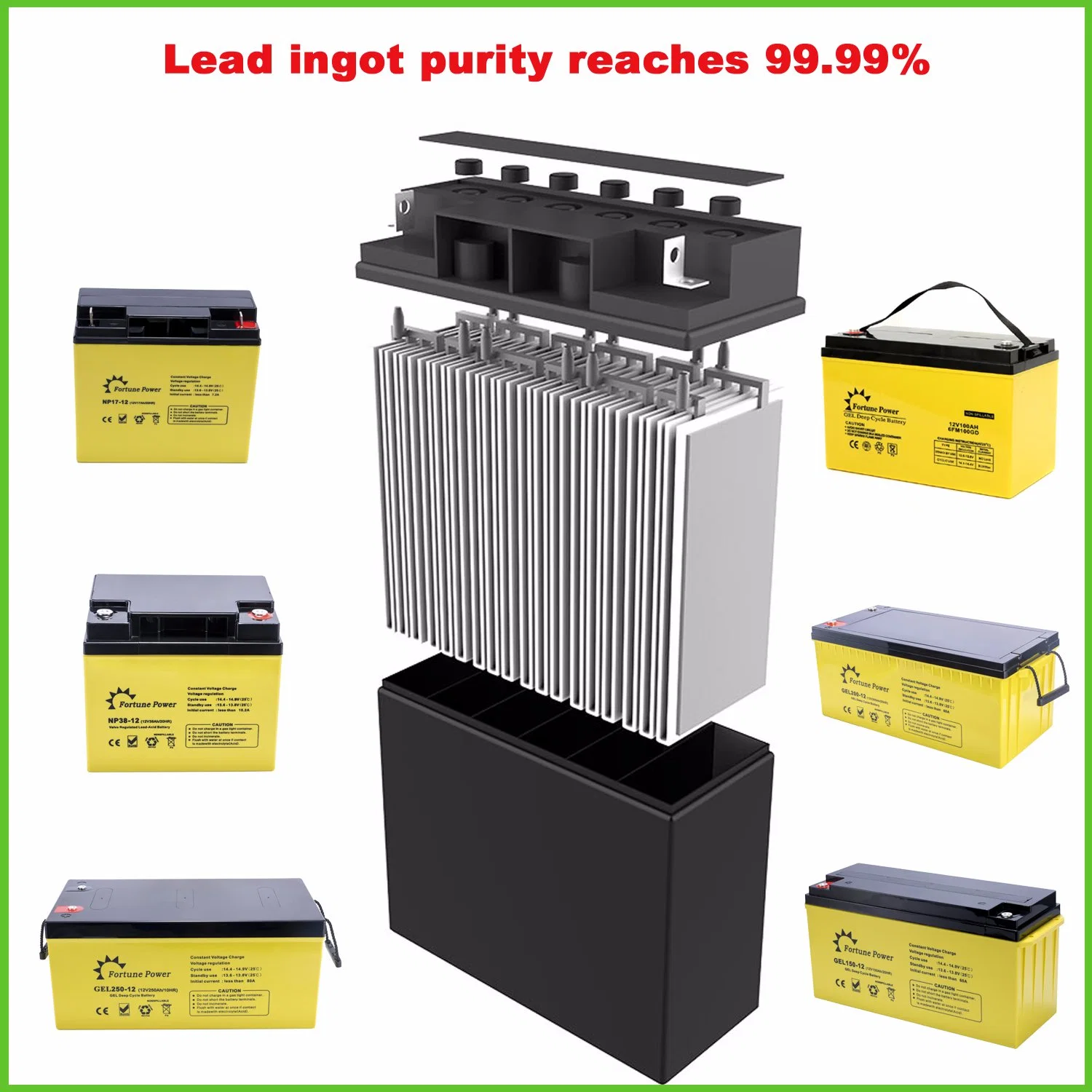 Fortune Lead Acid AGM Battery 12V 200ah Deep Cycle Battery