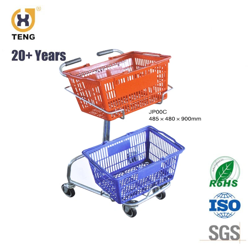 High Performance Japanese Shopping Trolley with Plastic Shopping Basket