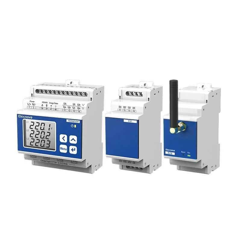 Lora 470/868/915 ميجاهرتز Comm DIN Rail التثبيت على 3 مراحل متعدد الوظائف مقياس الطاقة