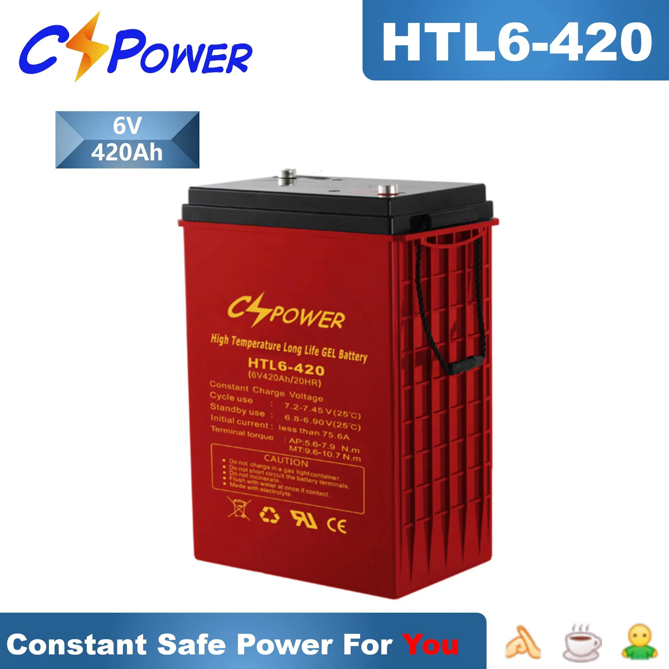 CS Power Battery 6V420ah High-Temperature-Deep-Cycle-Gel-Battery-for-Solar/UPS System/Power Supply/Power Inverter/Golf Cart /Caravan, Pump