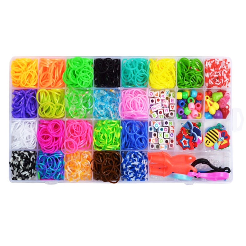 DIY Handmade Children' Educational Toys Cross Beads for Bracelet Silicone Rubber Bands Colorful Weave Loom Bands Toy Children Goods