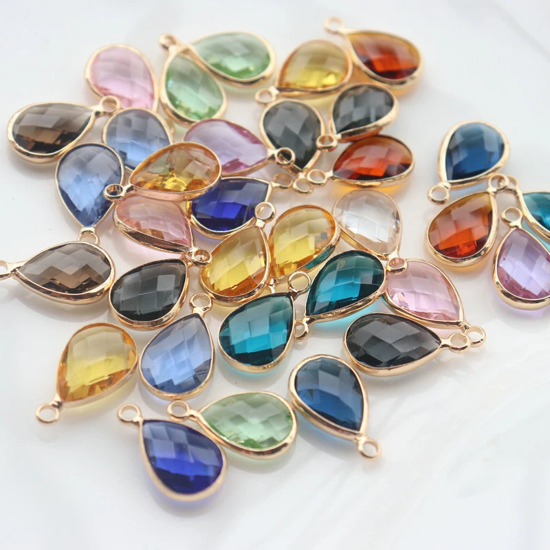 Crystal Glass Gemstone Cut Face Water Drop Pendant Teardrop Necklace Material Bracelet DIY Accessories